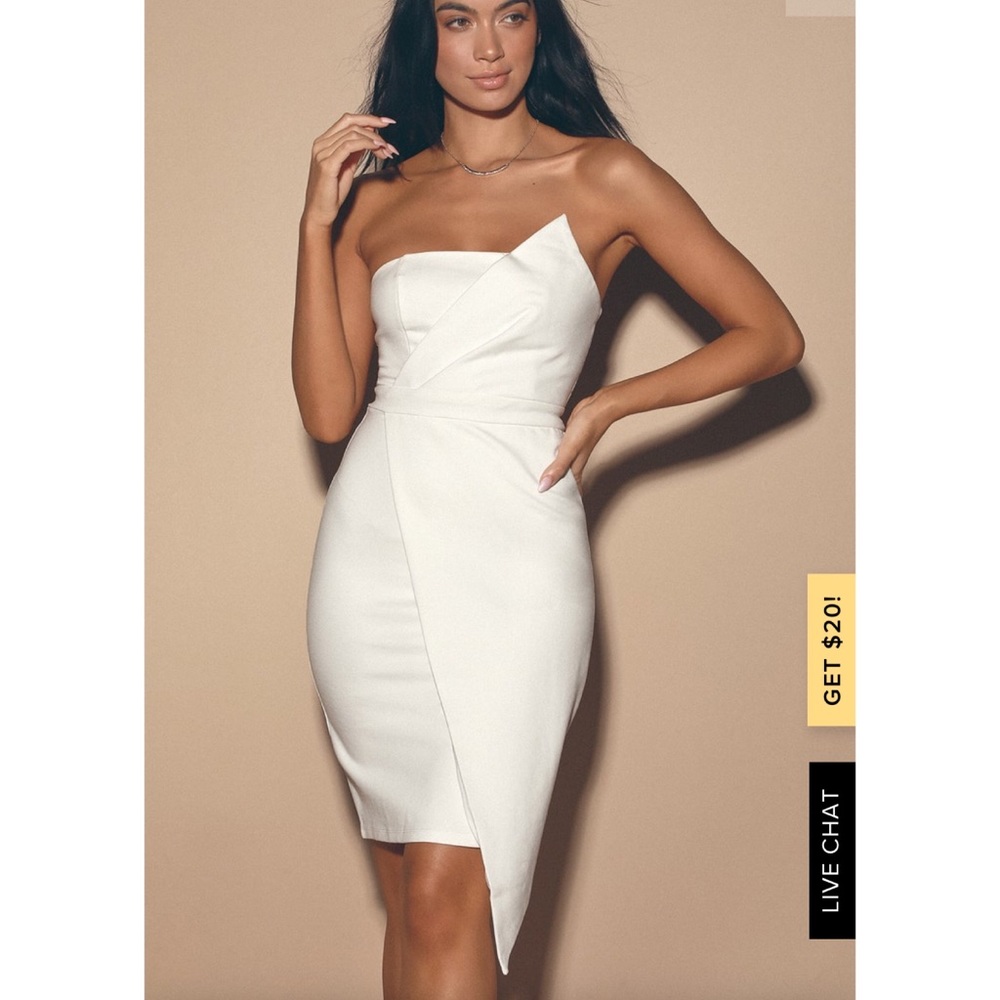 👗 [Lulus] white strapless bodycon dress
